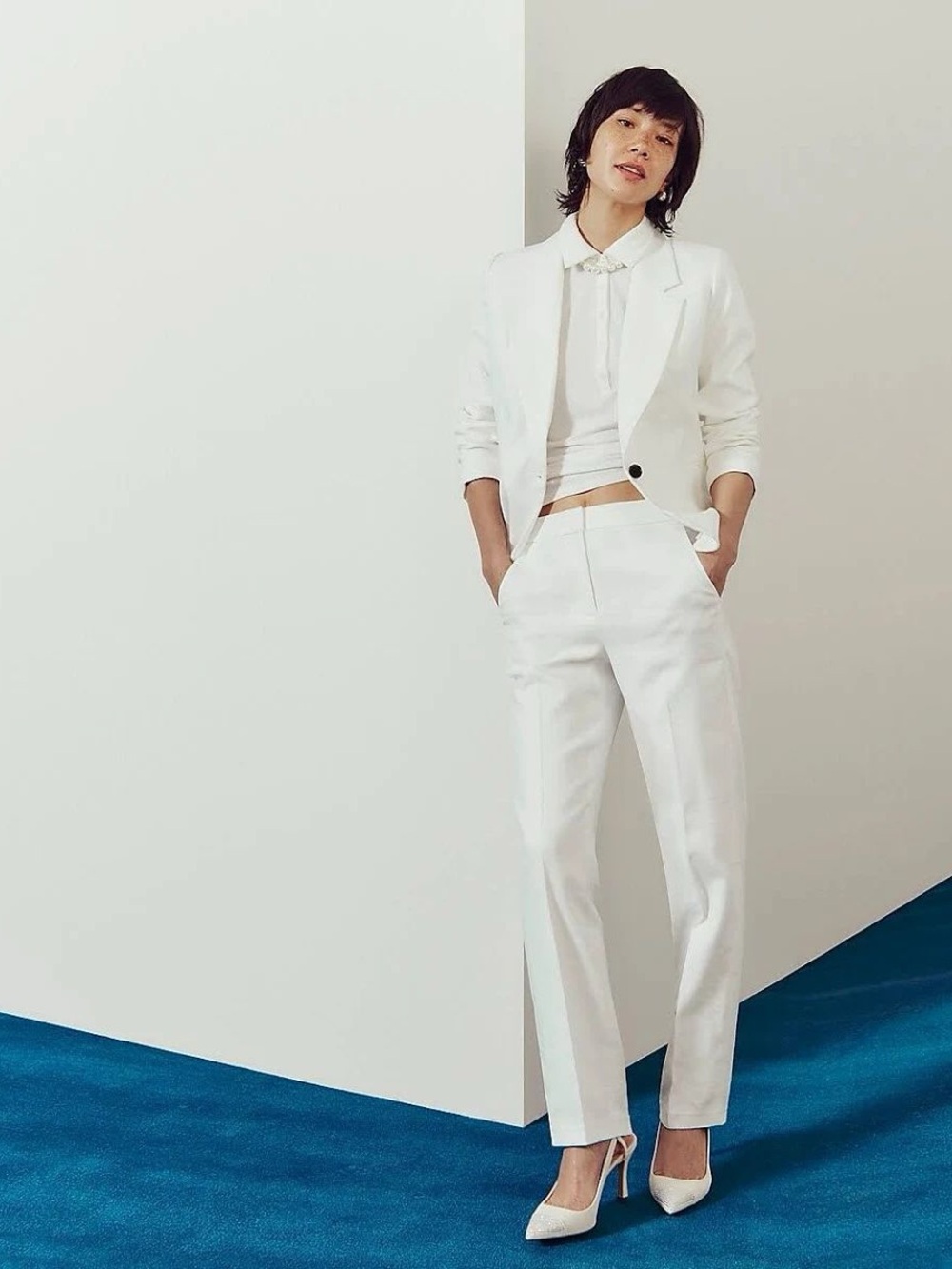 J. Crew White Straight-Leg Dress Linen Trousers